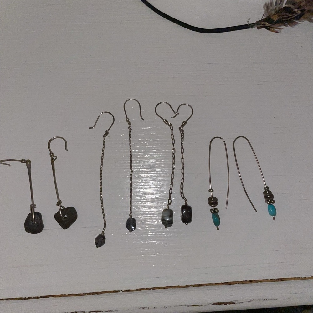 Set of four sterling silver handmade earrings